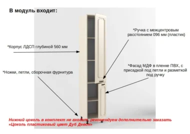 Шкаф пенал 2 двери Рен 40см фото 2