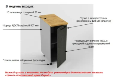 Шкаф нижний Тирин 30см фото 2